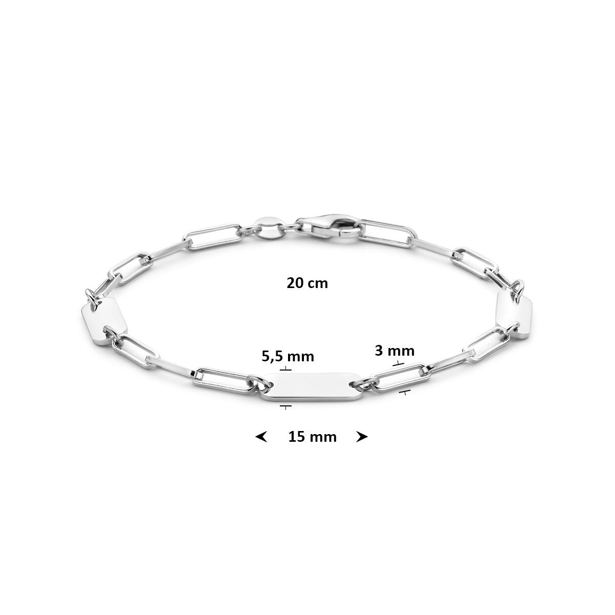 Rhodiniertes silbernes Herren-Gravurarmband