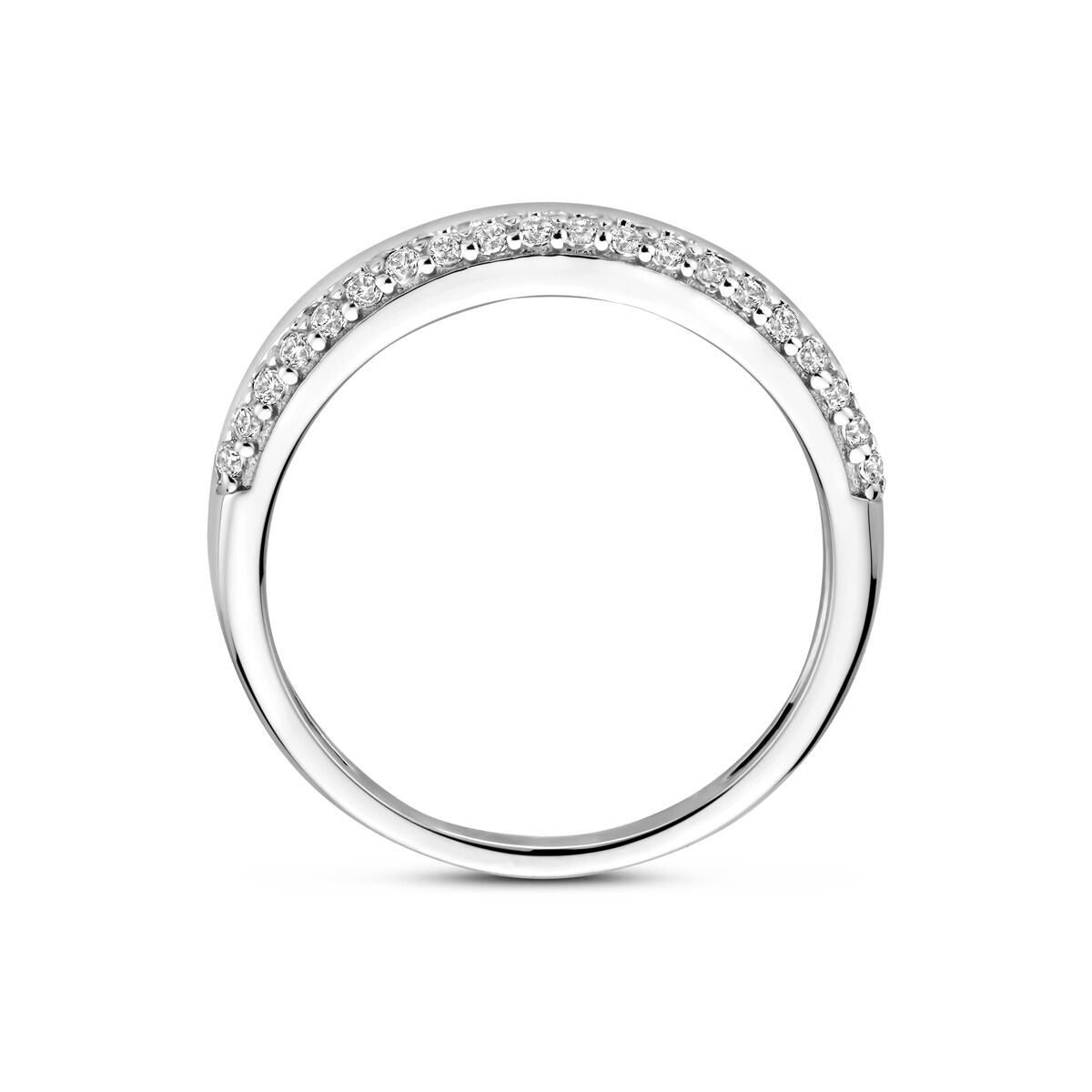 Rhodinierter Silberring mit transparentem Zirkonia 5mm