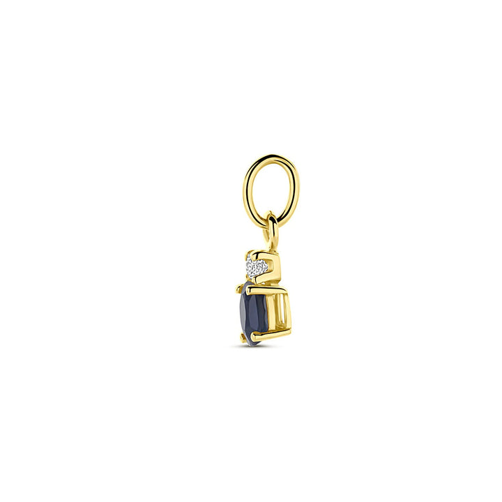 14k Geelgouden hanger met saffier en zirkonia – 12 mm