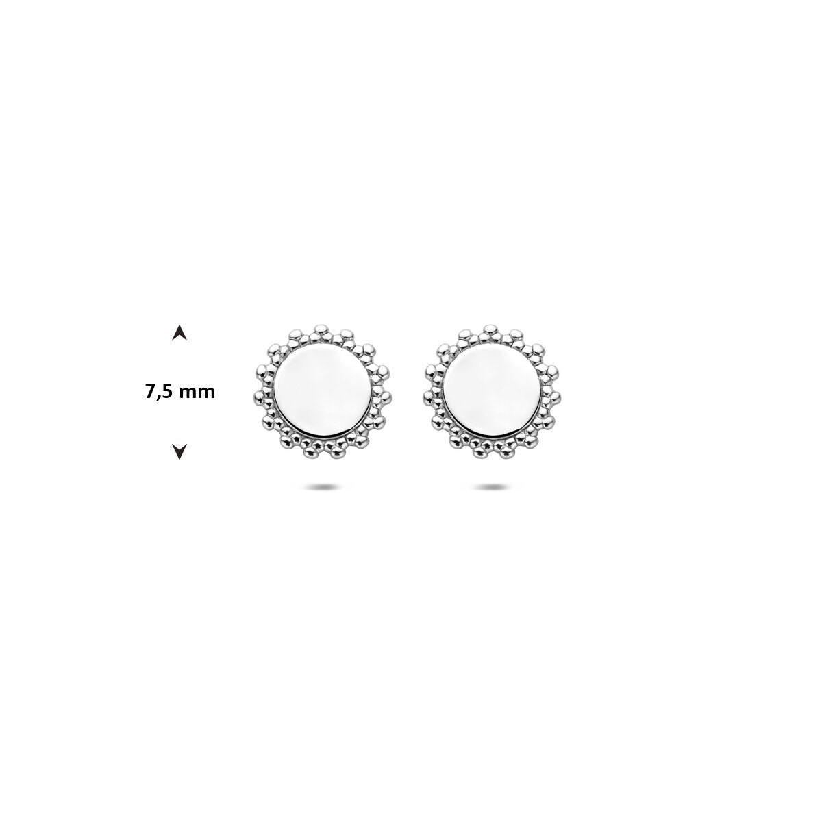 Silberne Ohrstecker rund rhodiniert 7,5 mm