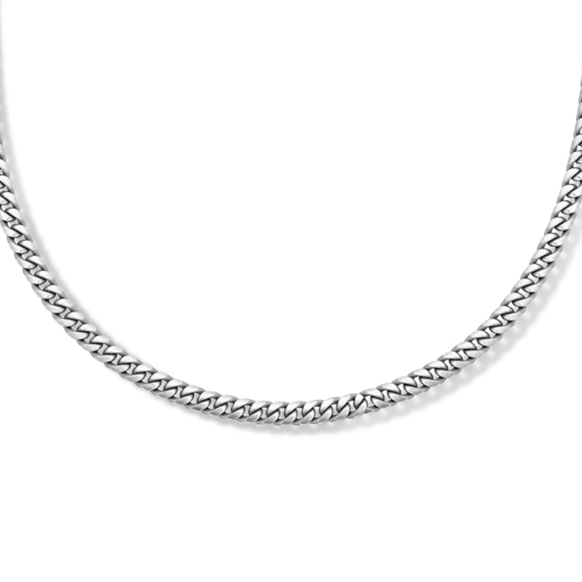 Herren Kette aus oxidiertem Silber mit gesleiftem Gourmette-Design und 5 mm Breite