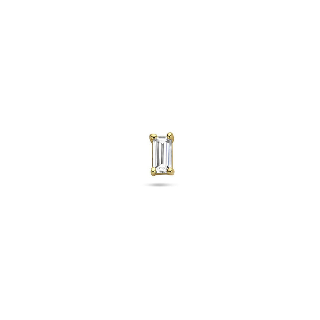 Verguld zilveren flat back piercing met baguette zirkonia – 925 zilver