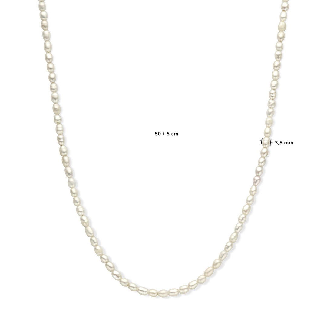 Halskette Perle 3,8 mm 50 + 5 cm Silber vergoldet (gelb)