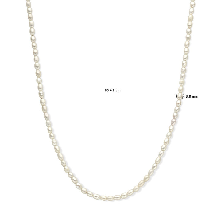 Halskette Perle 3,8 mm 50 + 5 cm Silber vergoldet (gelb)