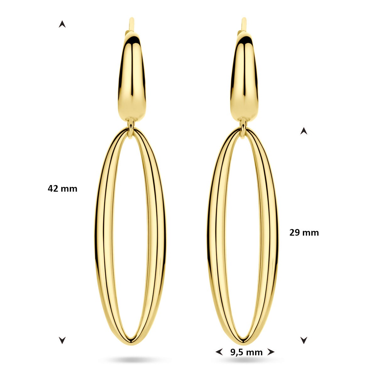 Goldene Ohrhänger Damen – 14 Karat Gelbgold 42 mm lang