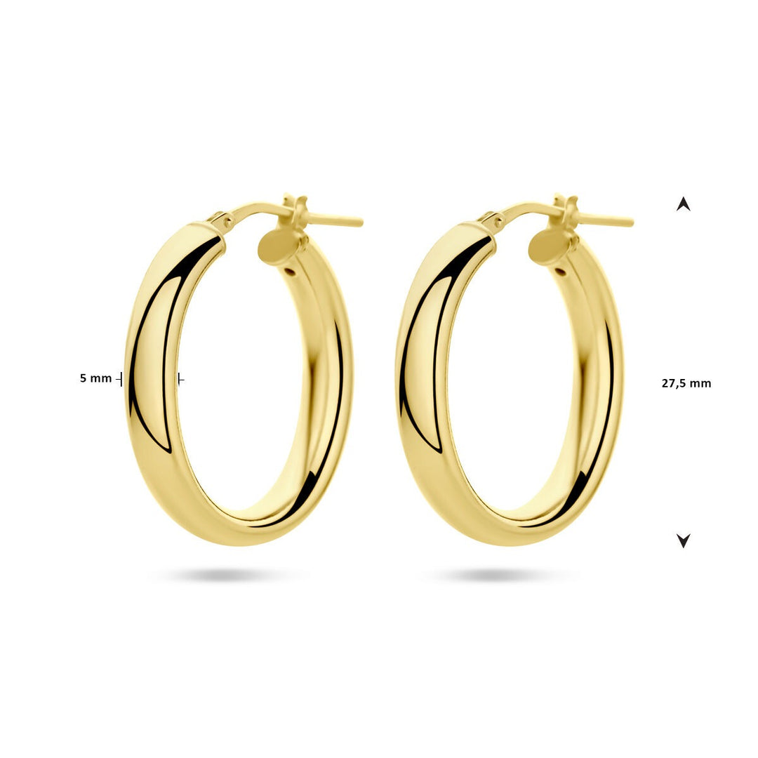 Vergulde zilveren oorringen dames – geelgoud op 925 zilver, half-rond 27,5 mm