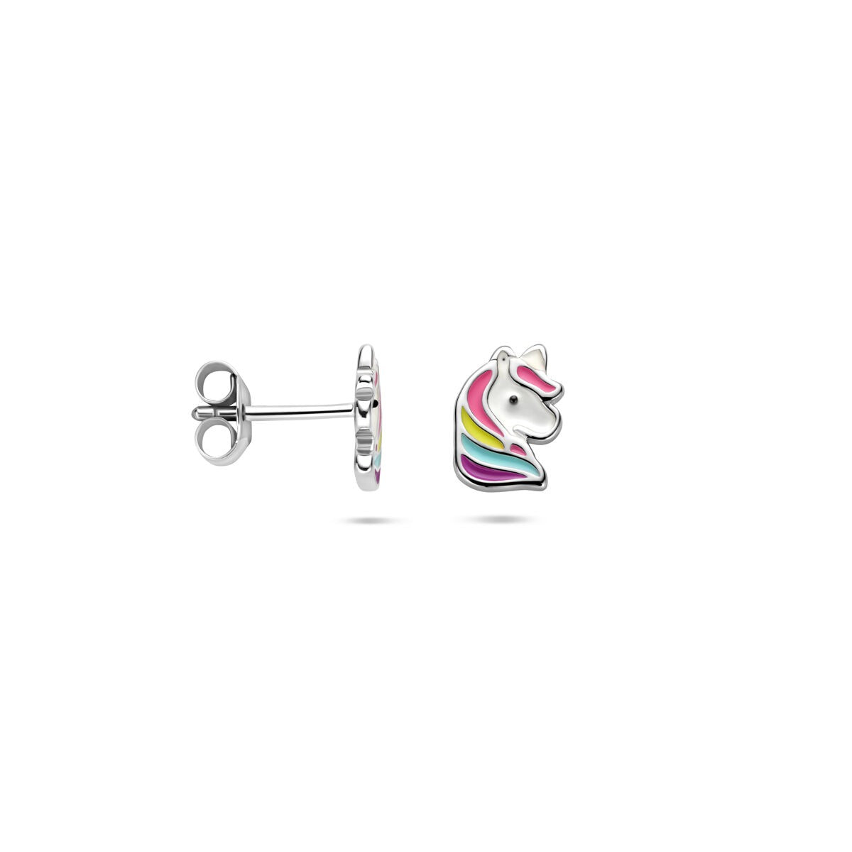 Kinderohrstecker Einhorn aus Silber – rhodiniert, 925er Silber, 8x6 mm