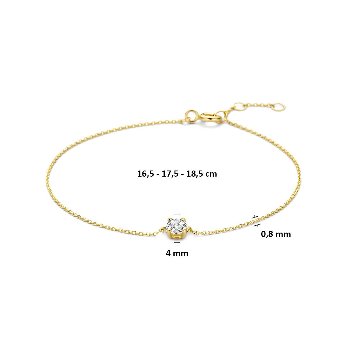 9k Armband Zirkonia 16,5 - 17,5 - 18,5 cm 9K Gelbgoldfarbe