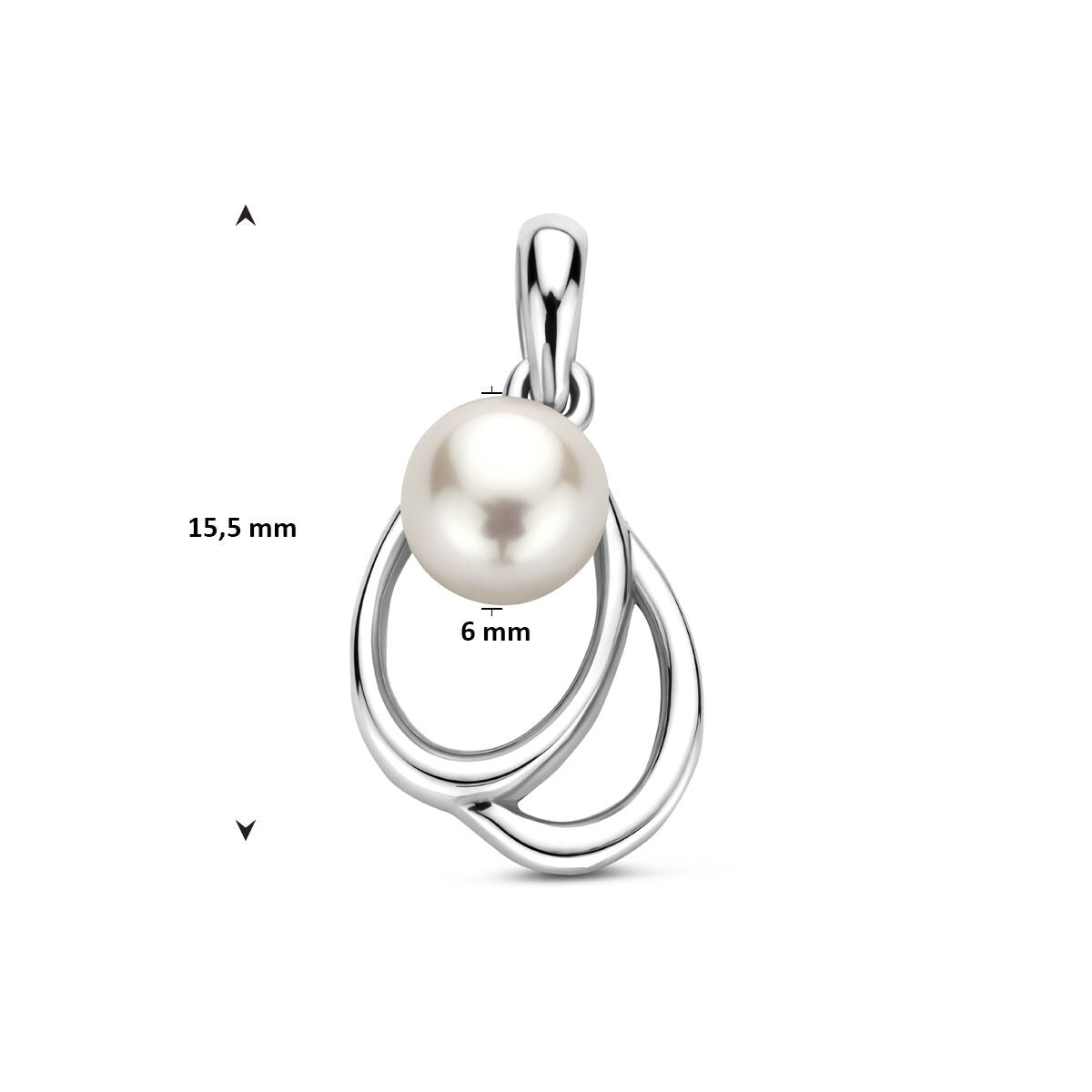 Silberanhänger mit Perle – rhodiniertes 925er Silber 15,5 mm