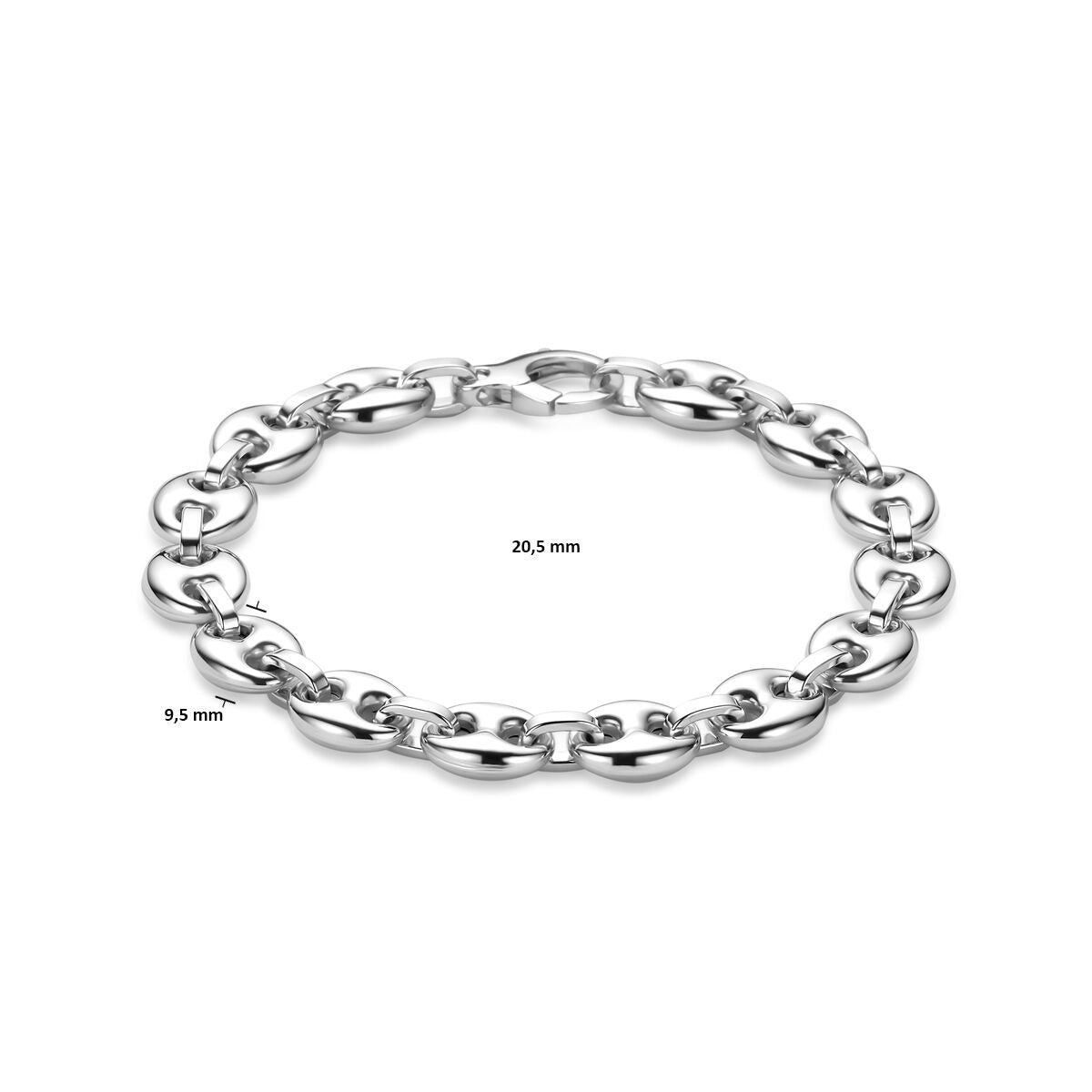 925er Rhodiniertes Silberarmband mit Kaffeebohnenglied