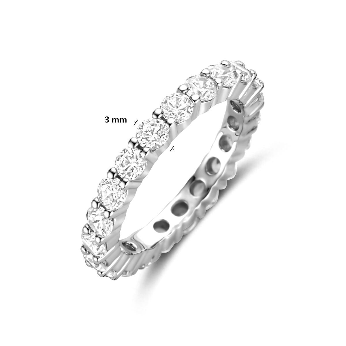 Silberner Damenring mit Zirkonia – 3 mm breit
