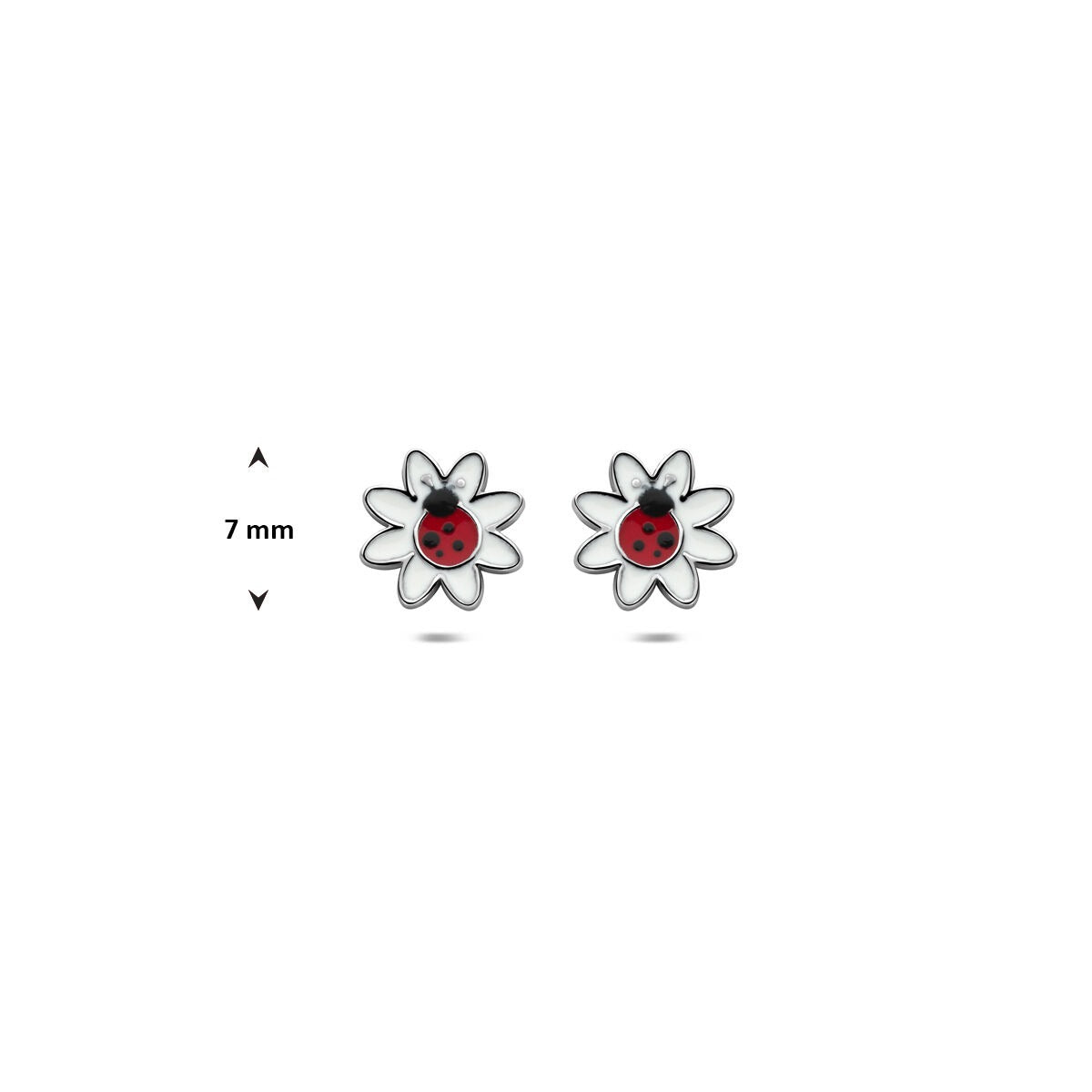 Silberne Kinderohrstecker Marienkäfer – rhodiniertes 925er Silber 7 mm