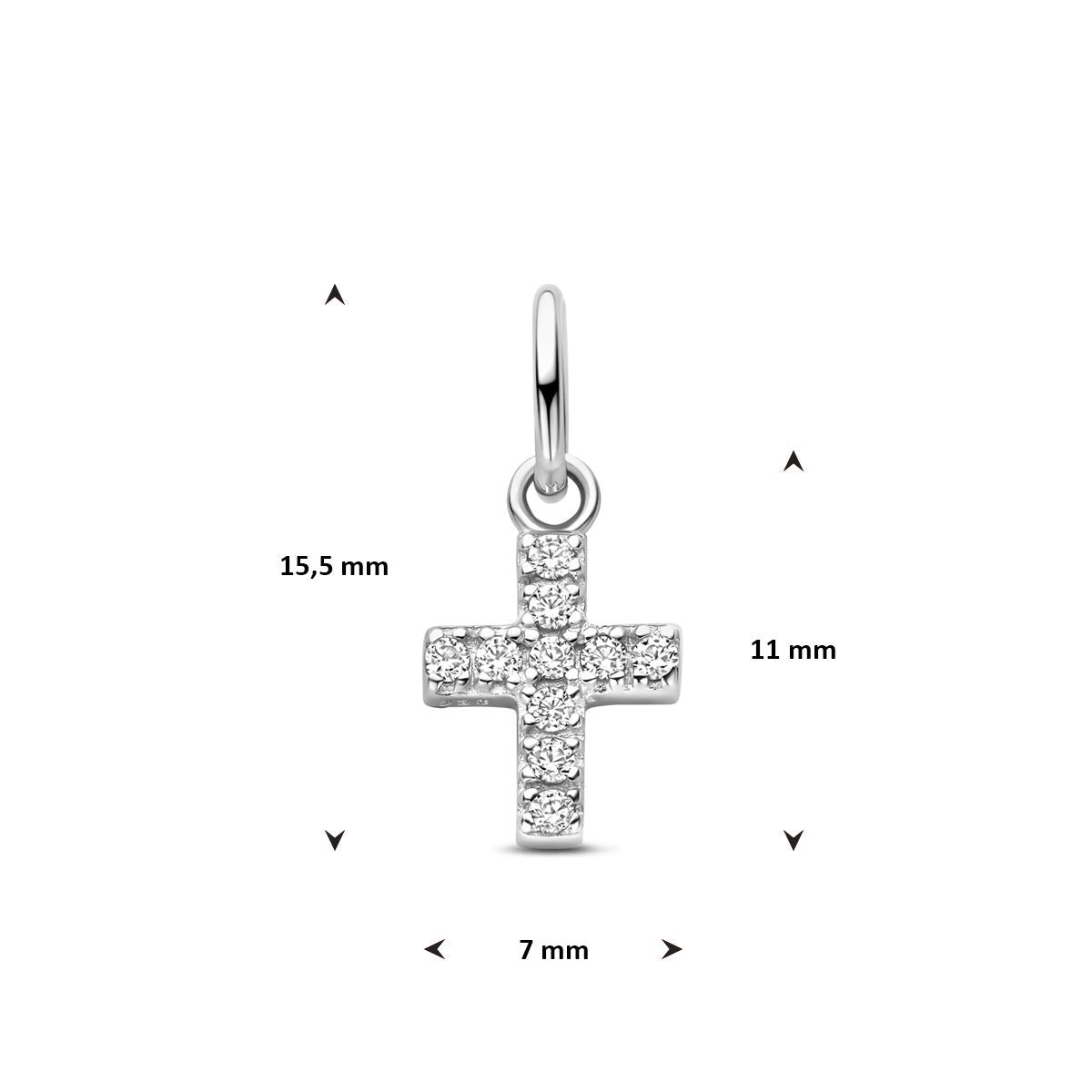 Anhänger Silber Kreuzform mit Zirkonia 15,5 mm