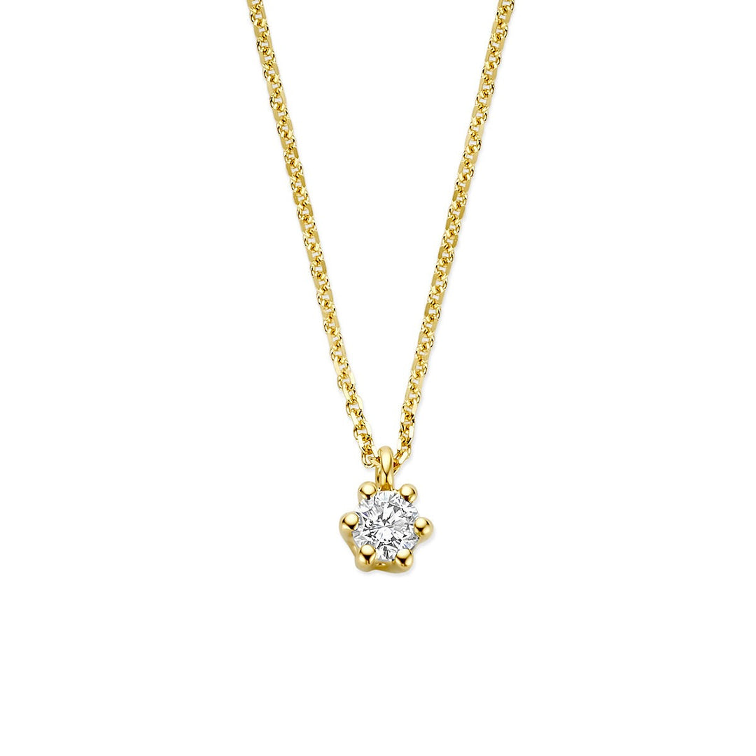 14k Geelgouden ketting met lab grown diamant
