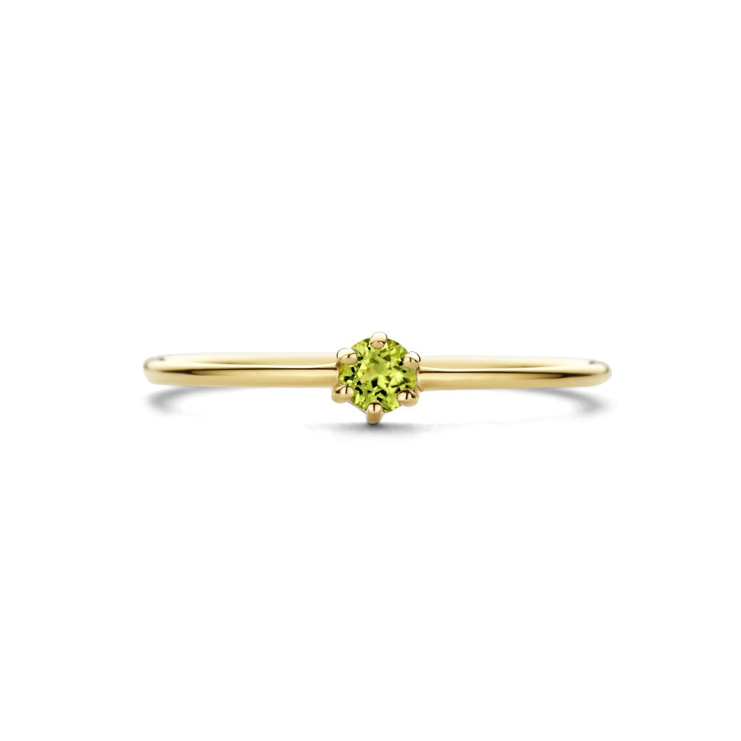 Ring mit Geburtsstein Peridot, 14. August, Gelbgold