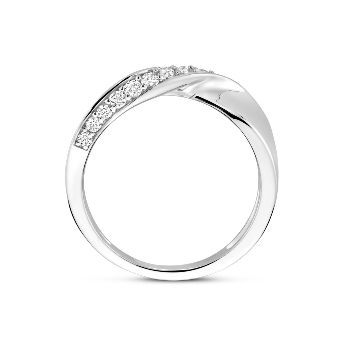 Rhodinierter Silberring mit Zirkonia 5,5 mm