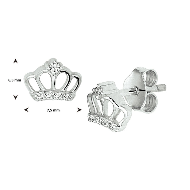 Ohrstecker Krone Zirkonia Silber rhodiniert