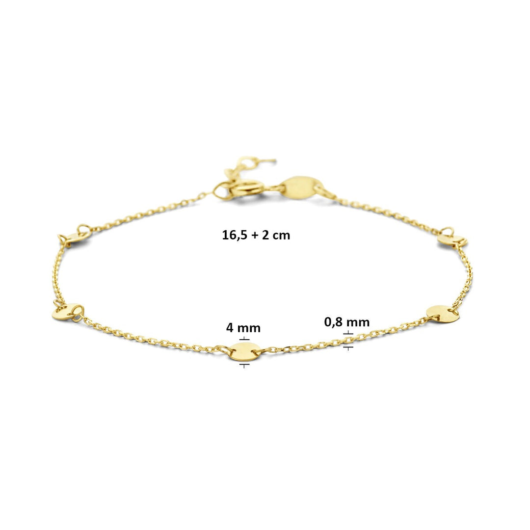 9k geelgouden armband met ronde plaatjes