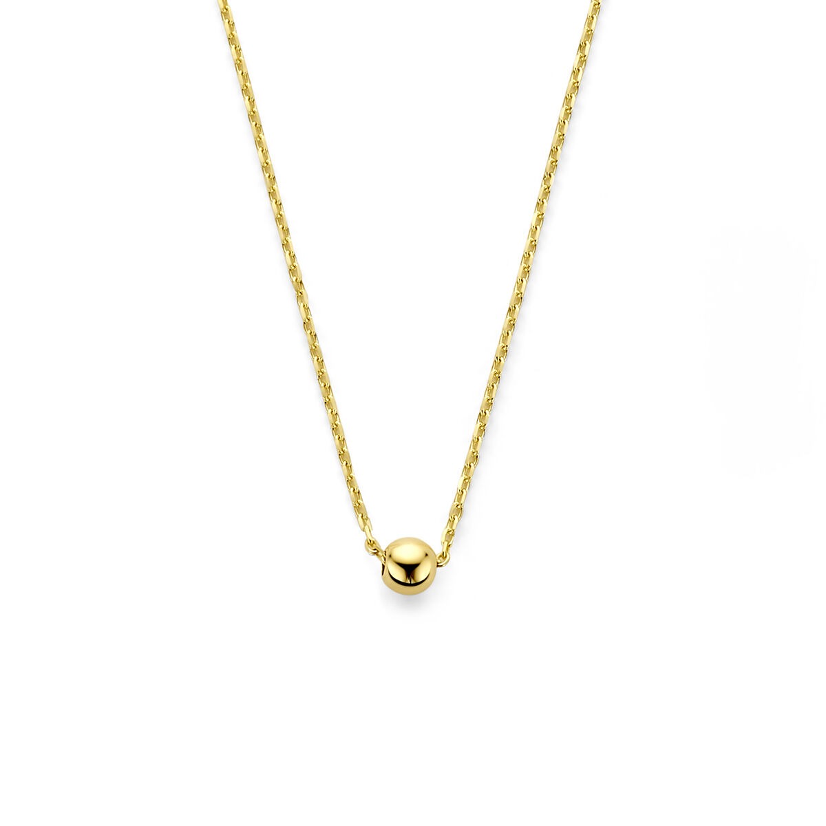 Damencollier aus 9 Karat Gelbgold mit einer runden, glänzenden Kugel in der Mitte