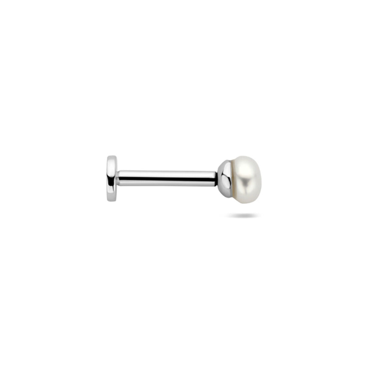 Silbernes Flat Back Piercing mit Süßwasserperle – Rhodiniertes 925er Silber