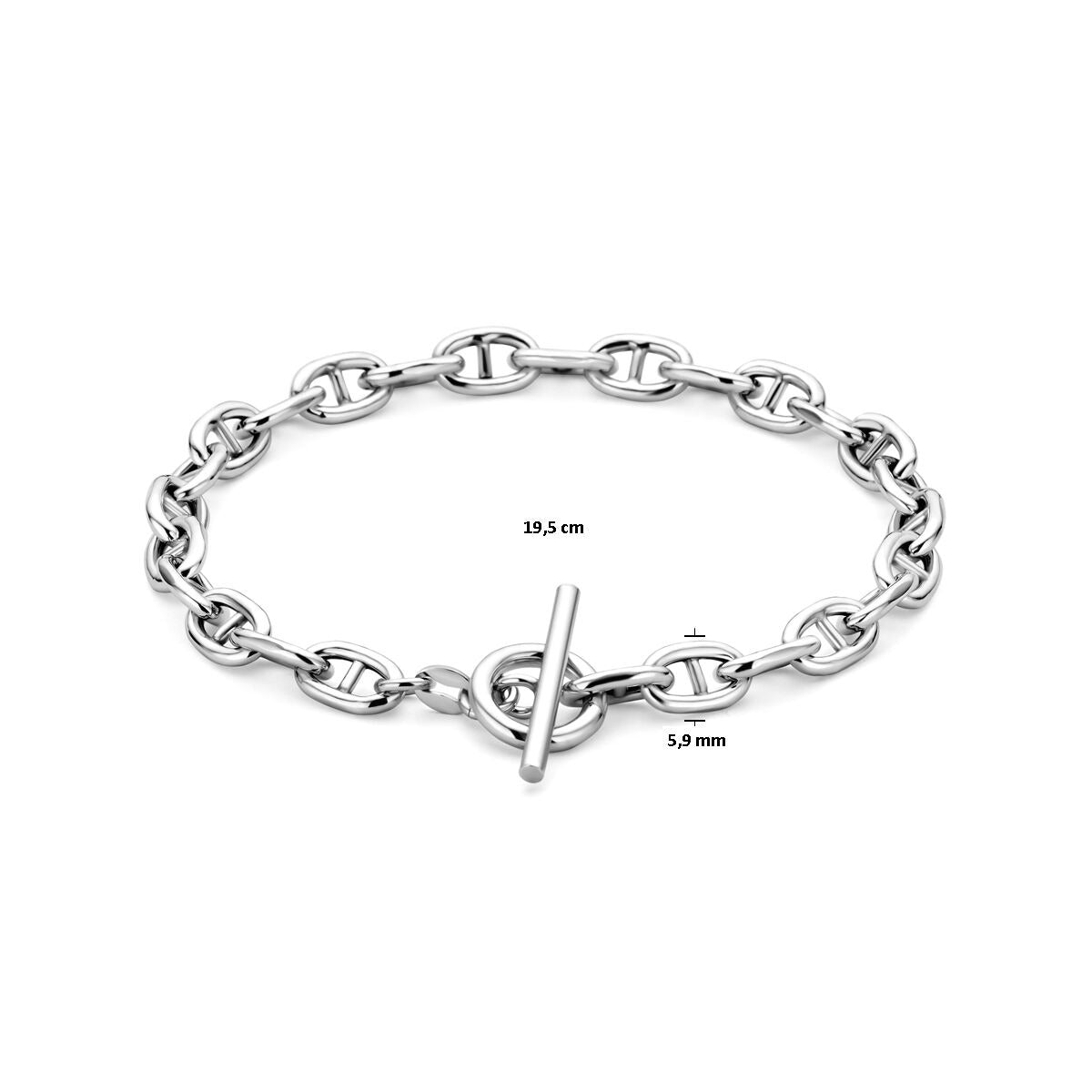 Damenarmband aus Sterlingsilber – rhodiniertes Ankercollier mit Knebelverschluss