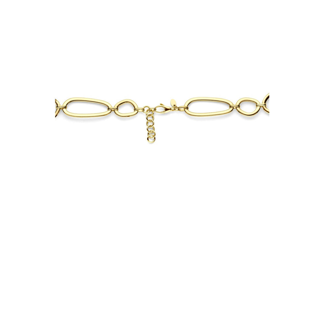 14k geelgouden ketting met brede schakelstructuur