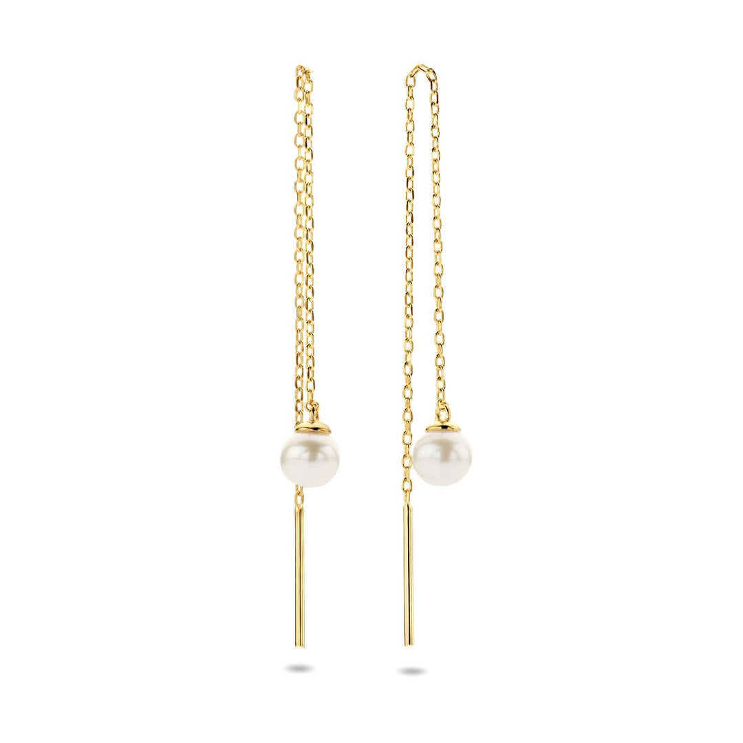 Durchziehohrringe Perle 14K Gelbgold