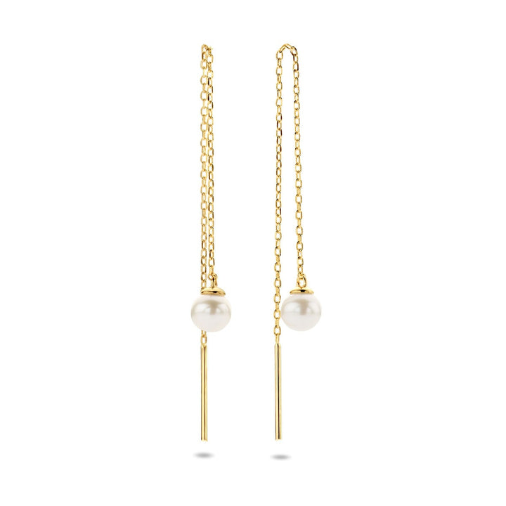 Durchziehohrringe Perle 14K Gelbgold