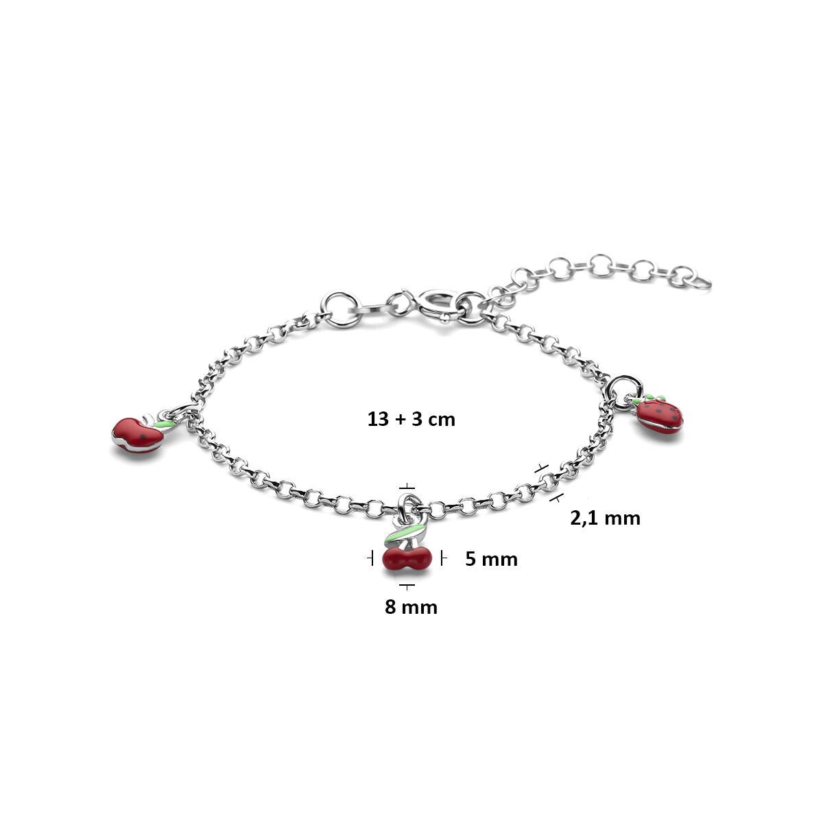 Silbernes Kinderarmband mit Früchten – rhodiniertes 925er Silber