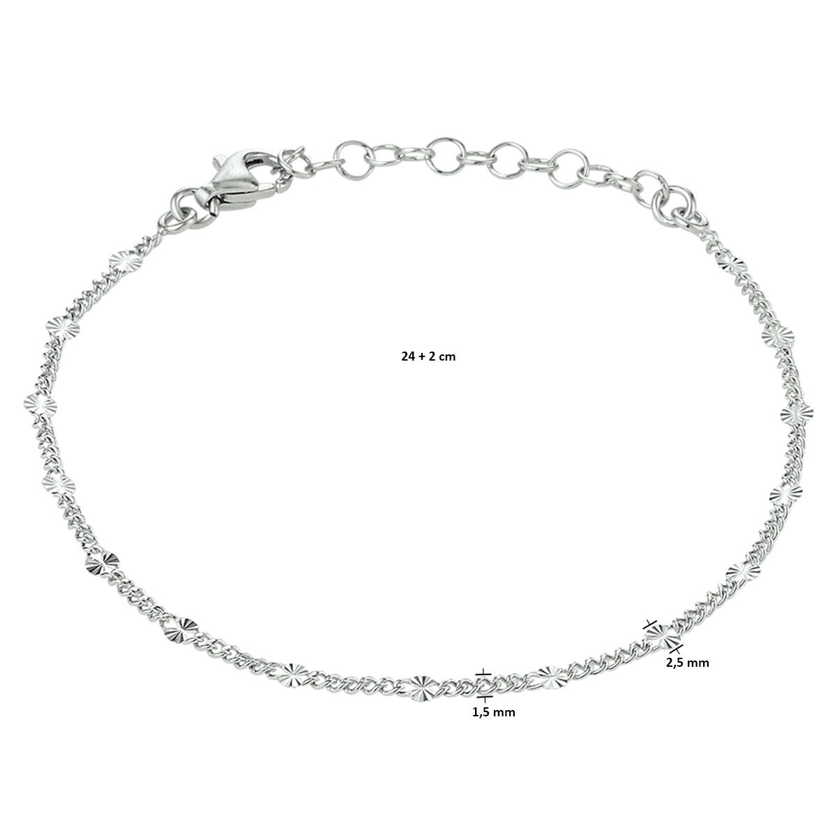 Fußkettchen 2,5 mm 24 + 2 cm Silber rhodiniert