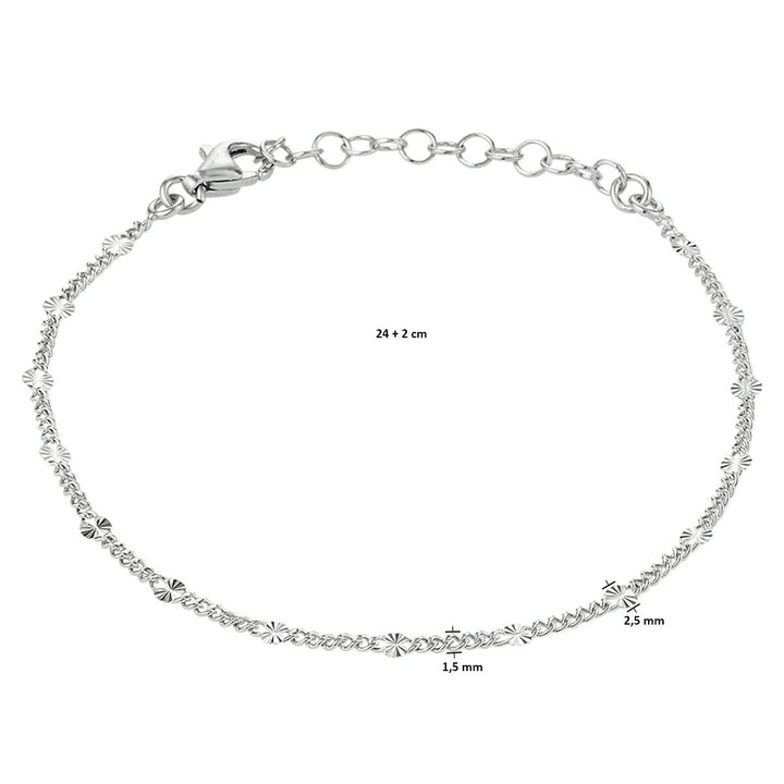 Fußkettchen 2,5 mm 24 + 2 cm Silber rhodiniert