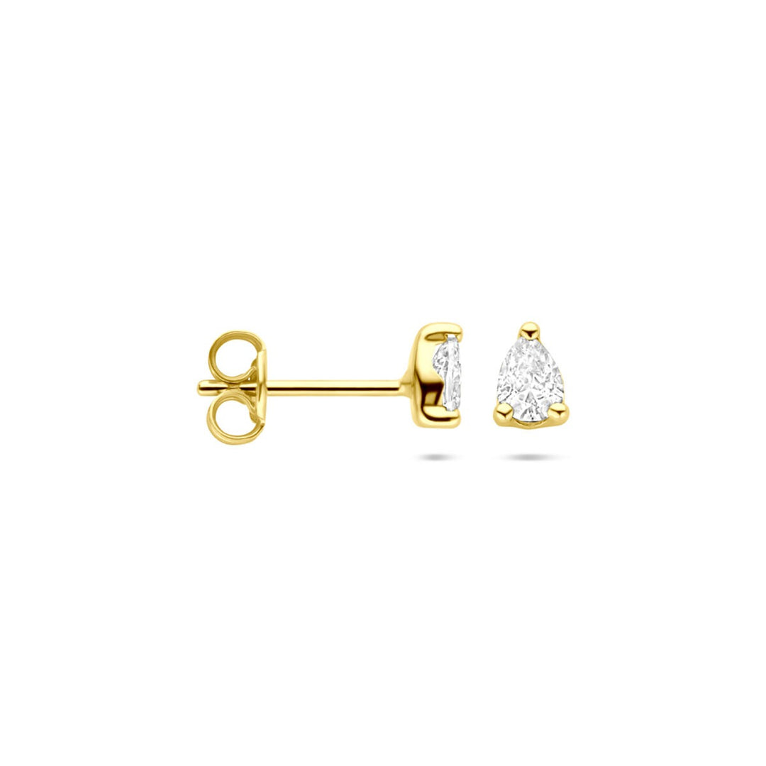 14k gouden oorknoppen met peervormige zirkonia – 5 mm