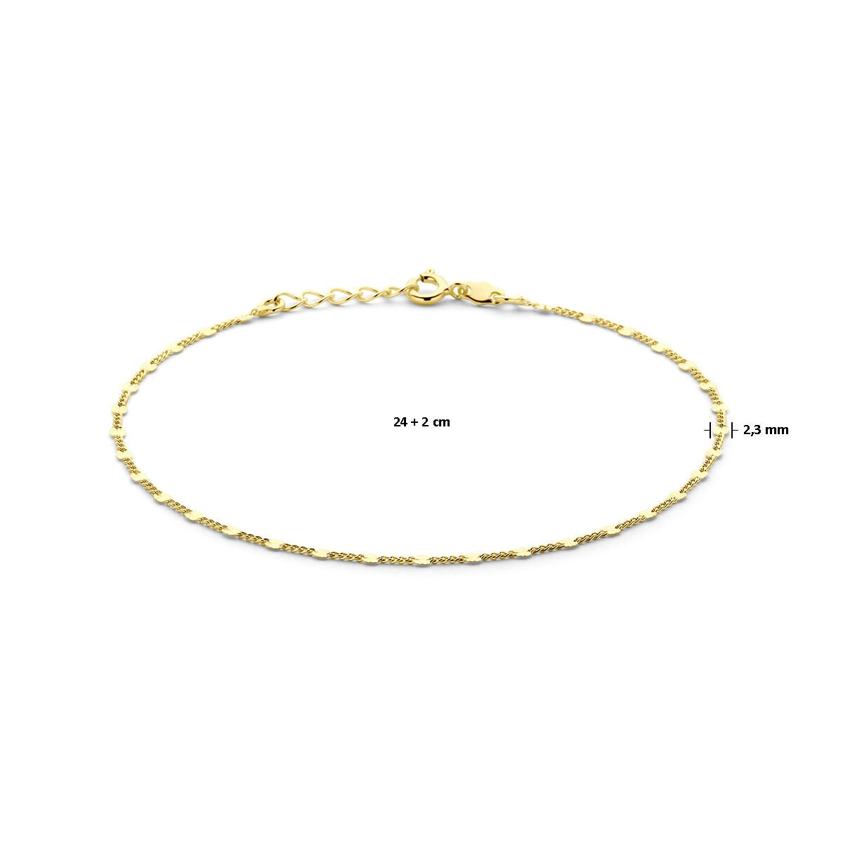 Goldenes Fußkettchen auf Silber mit feinen Gliedern