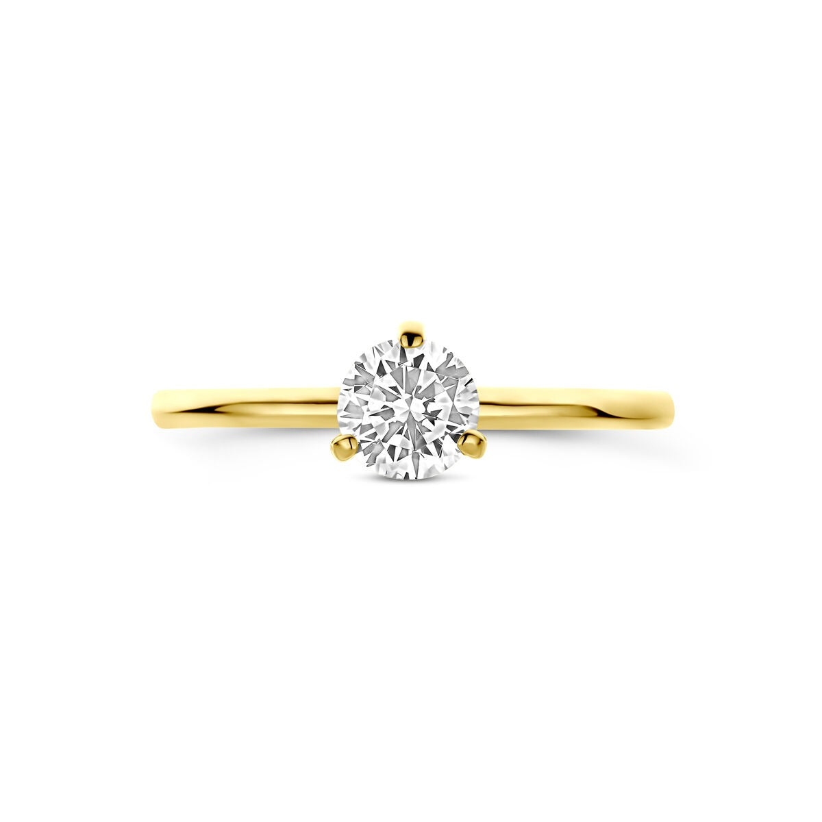 14K Gelbgold Damenring mit Solitaire Zirkonia – Brillantschliff
