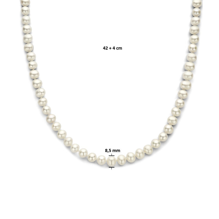 Halskette Perlen 8,5 mm Silber rhodiniert