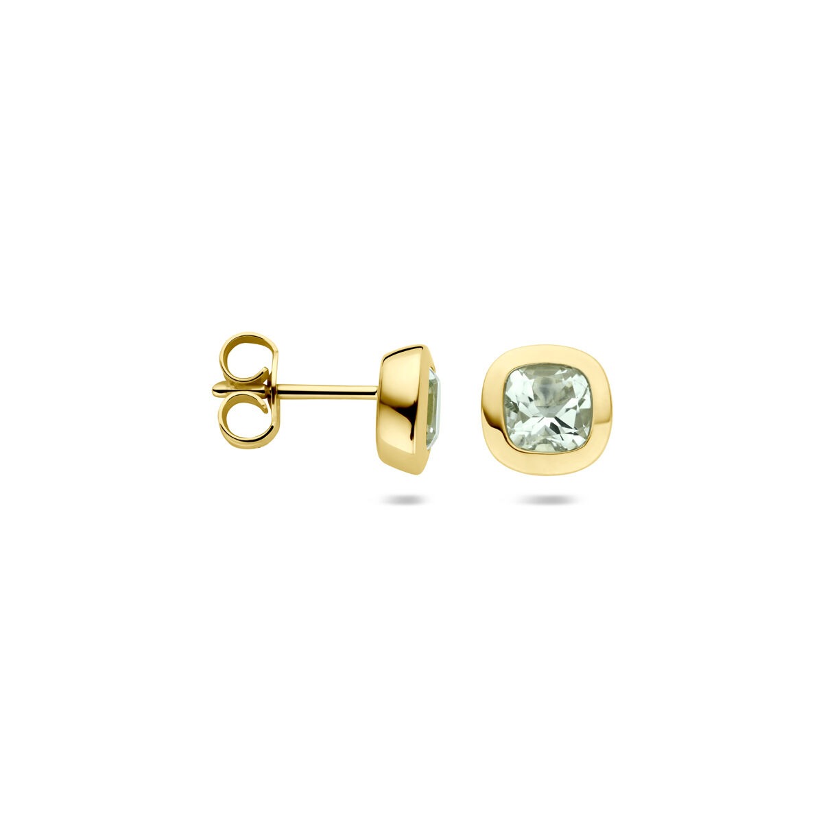 14K Gelbgold-Ohrstecker mit grünem Amethyst