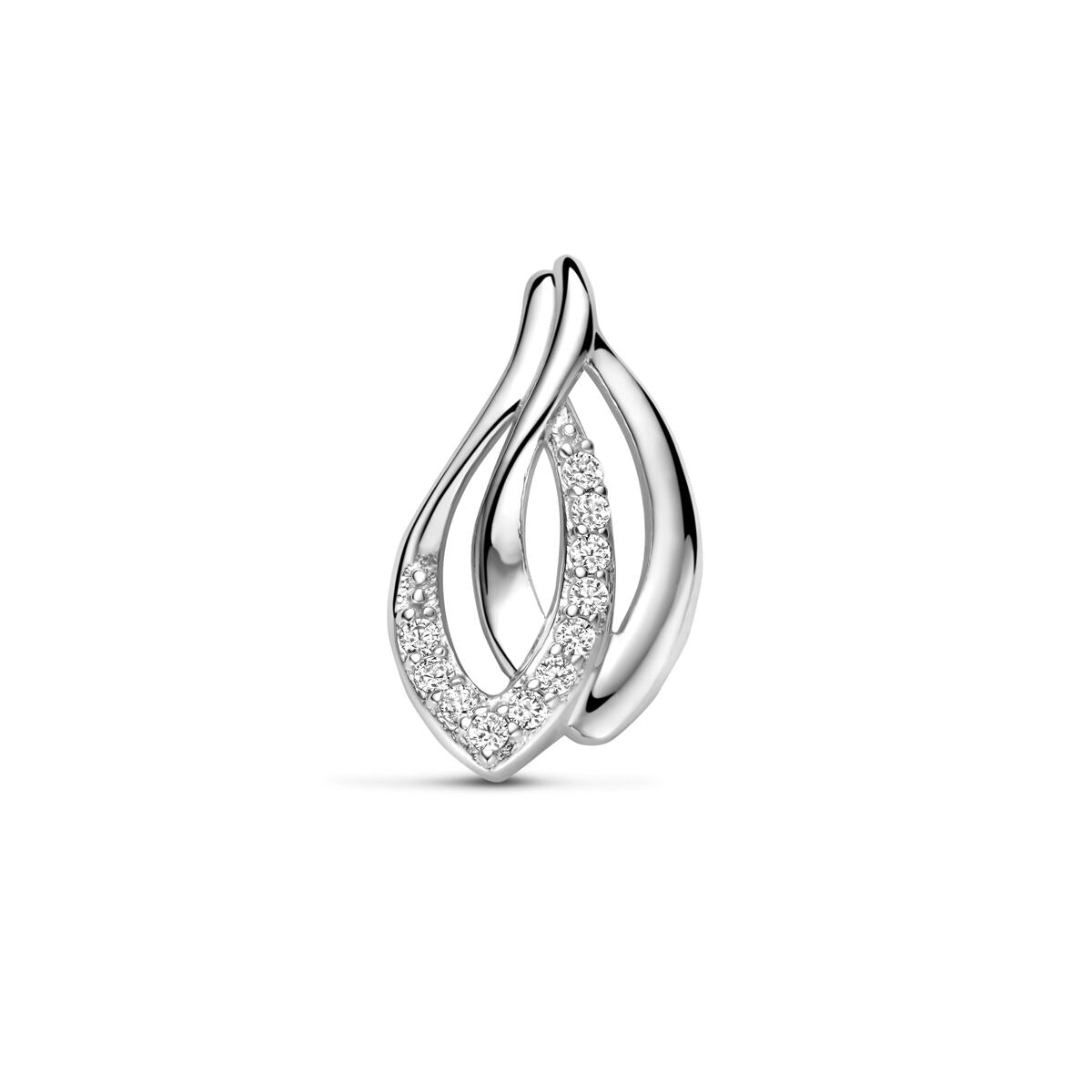 Hänger aus rhodiniertem 925 Silber mit Zirkonia-Besatz in geschwungener Form