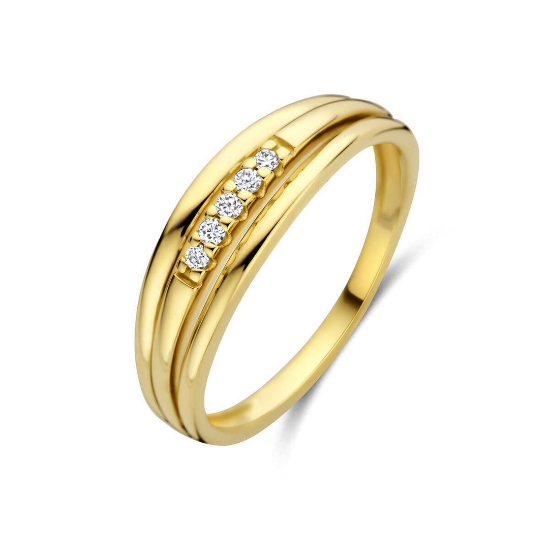 Gouden dames ring met diamant – 14k geelgoud