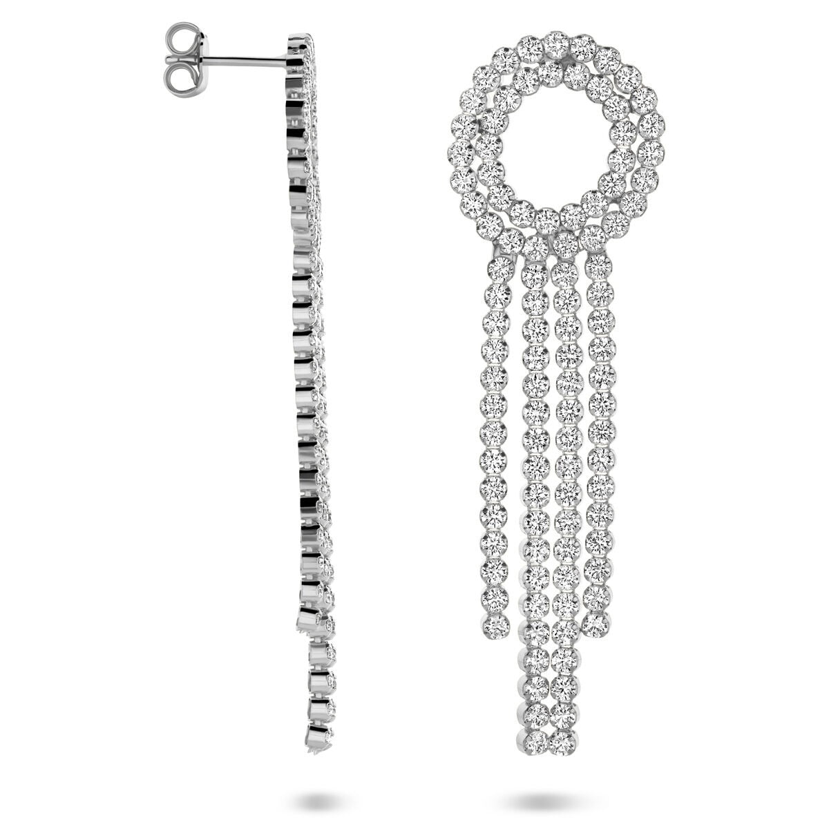 Rhodinierte Silberohrringe mit Zirkonia – 62 mm