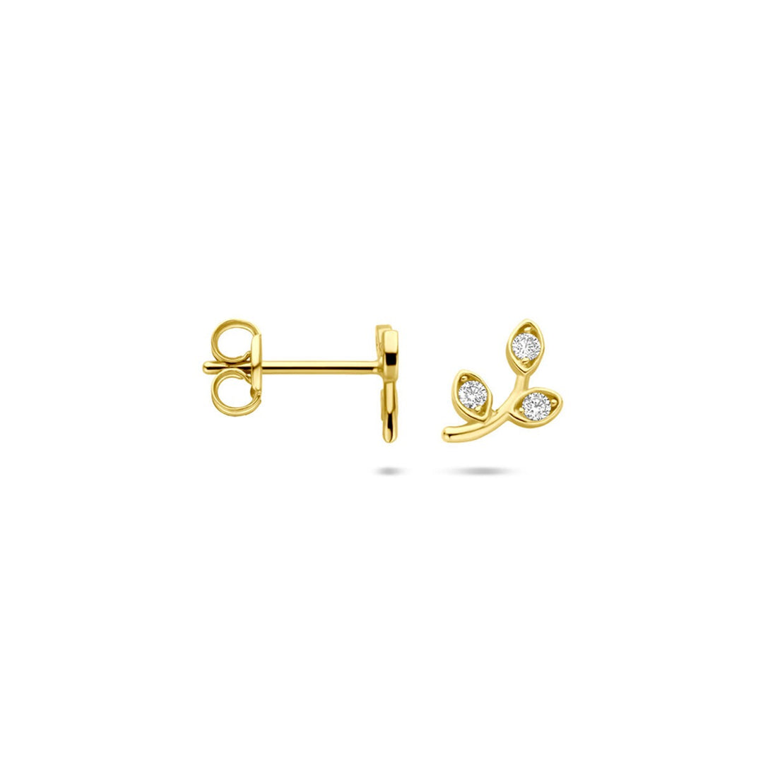 14k geelgouden oorknoppen met zirkonia