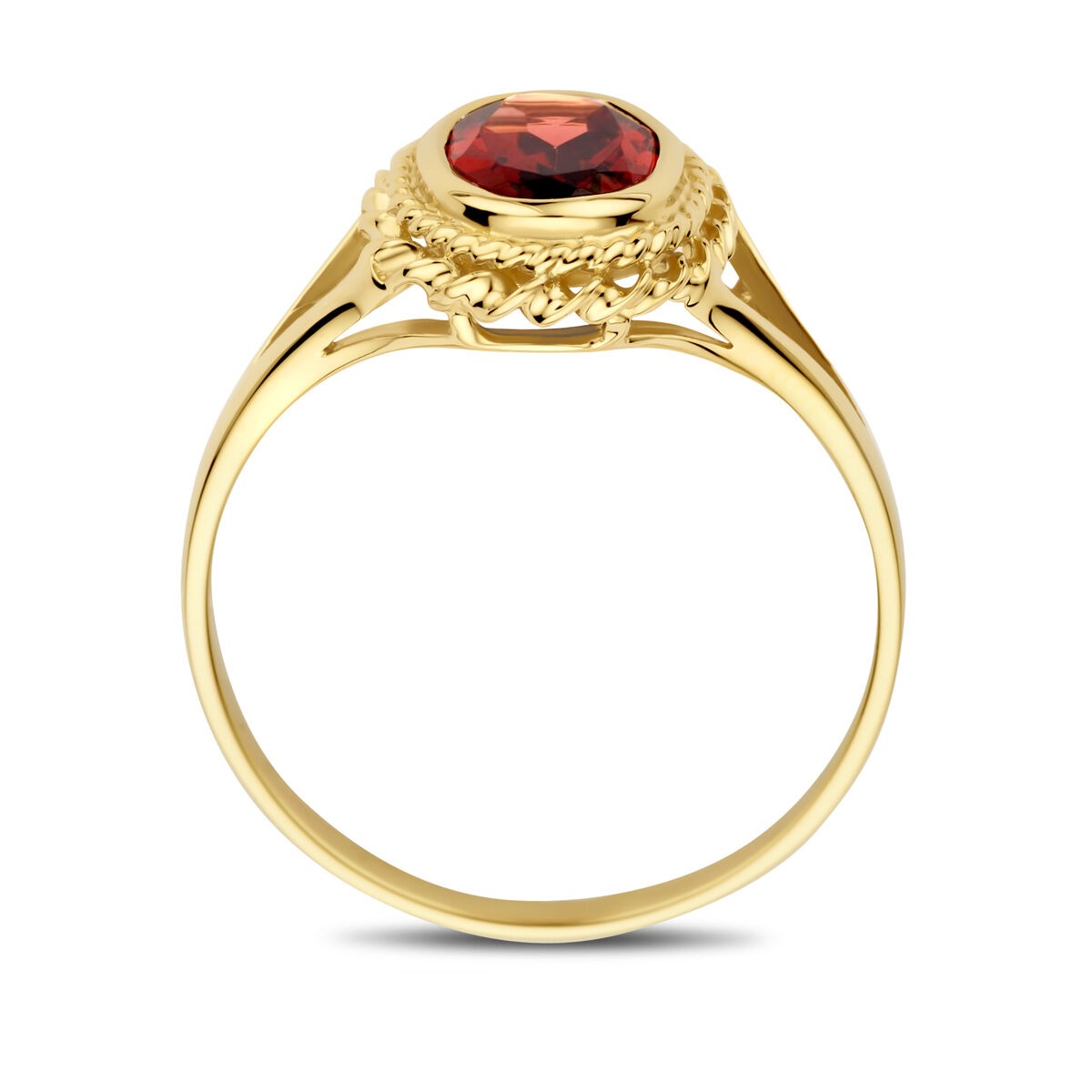 14 K Gelbgoldring mit Granat