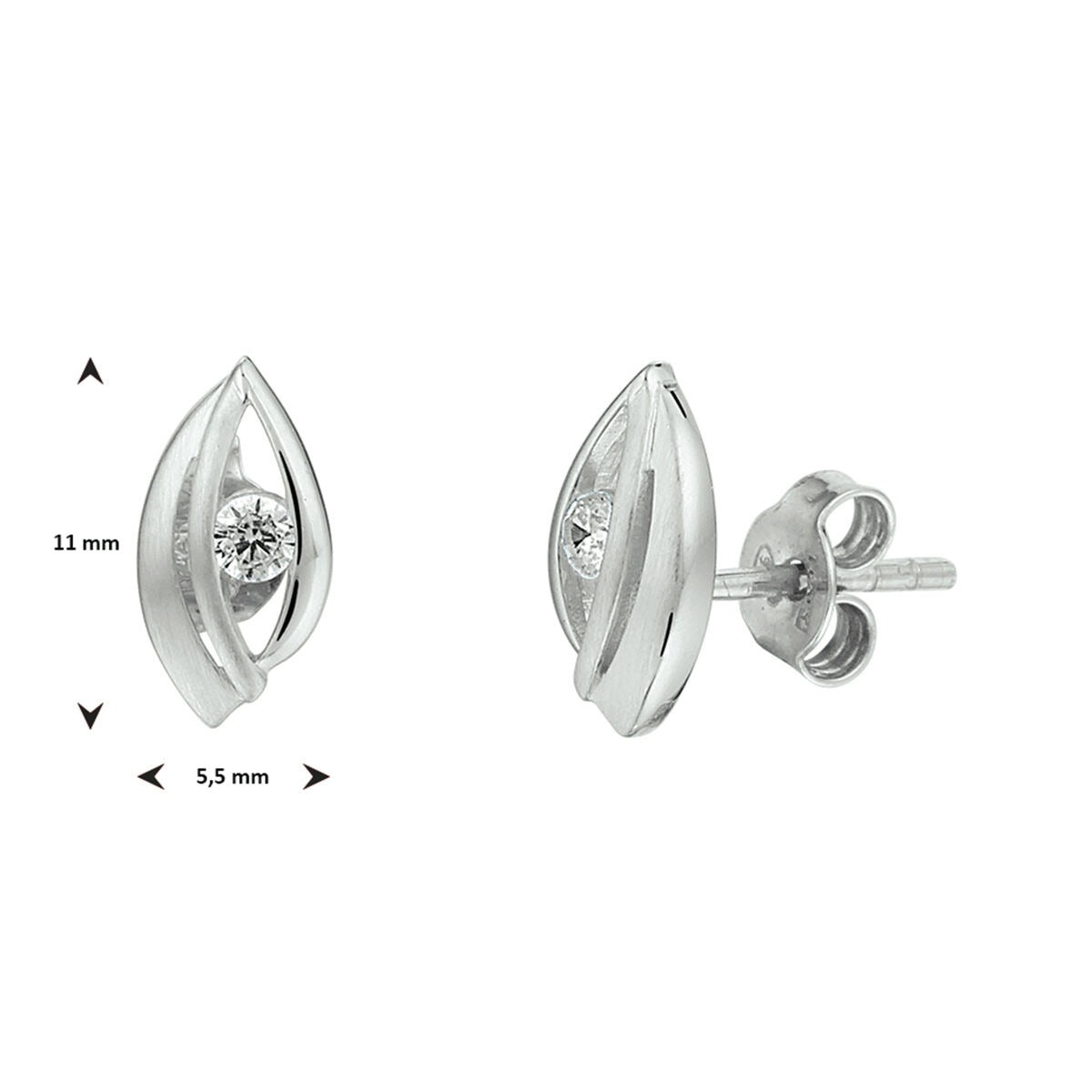 925 Rhodiniertes Silber Ohrstecker mit Zirkonia