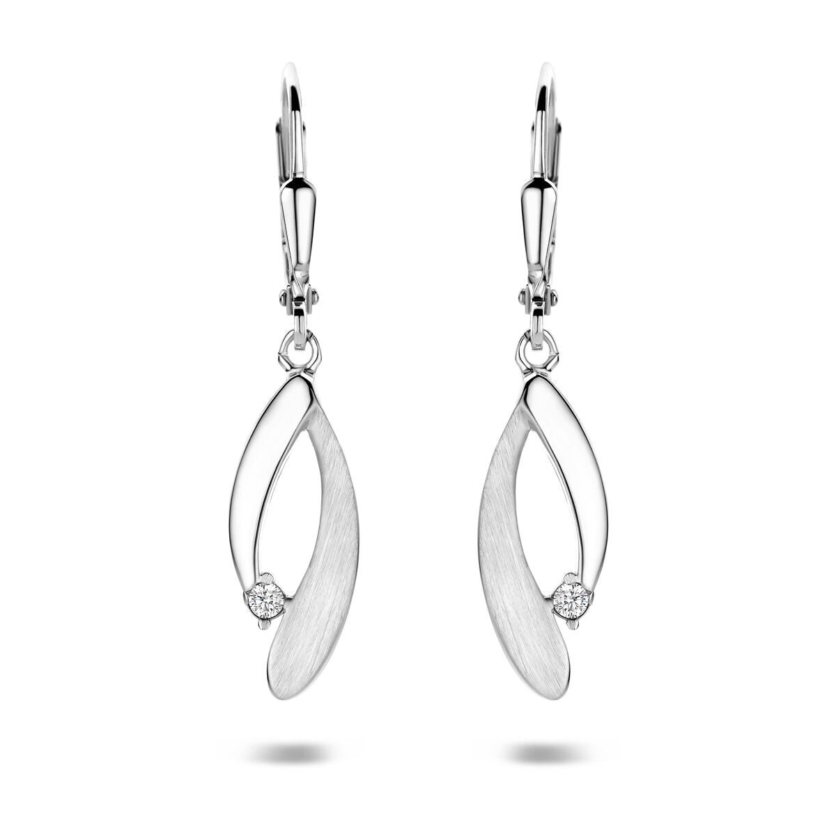 Gerhodineerd 925 zilveren oorhangers met zirkonia