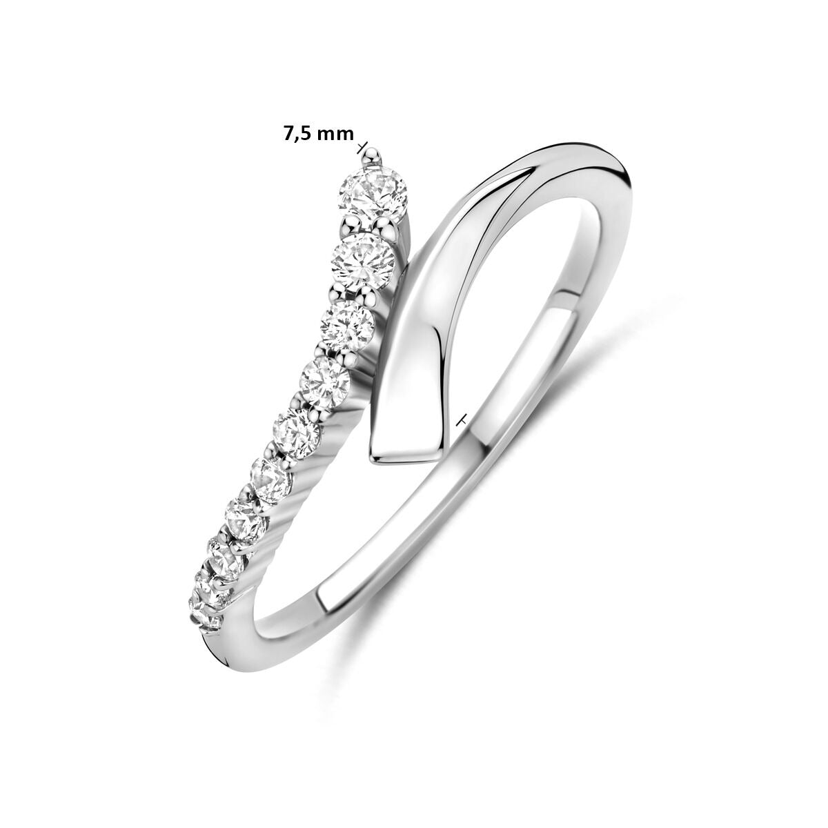 Silberring mit Zirkonia – rhodiniertes 925er Silber 7,5 mm