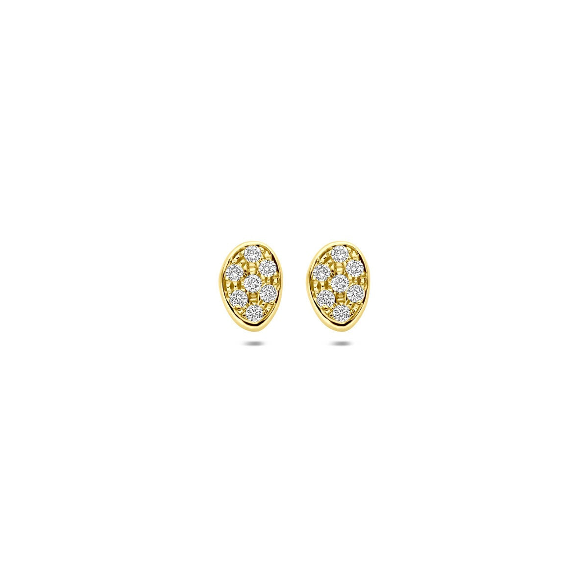 Ohrstecker aus 14k Gelbgold mit pavé-gesetzt Diamanten in ovaler Form