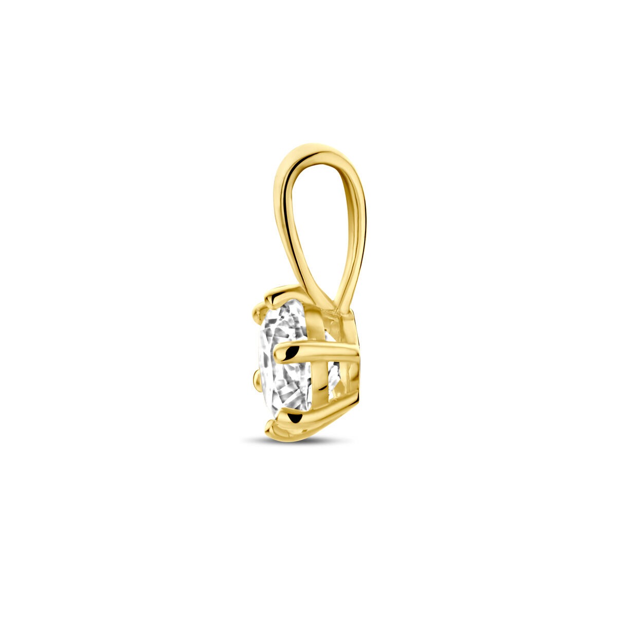 Goldanhänger mit Zirkonia – 9 Karat Gelbgold, Solitär mit 6-Krappenfassung