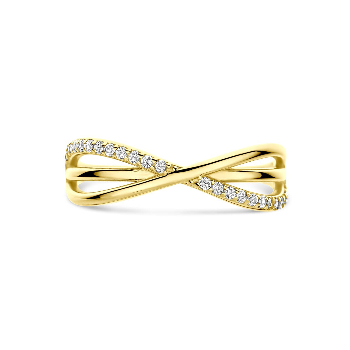 Goldener Damenring mit Zirkonia – 14 Karat Gelbgold