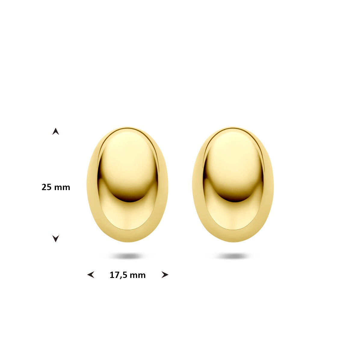 Ohrstecker aus Stahl für Damen – Gelb vergoldetes ovales Design 25 mm