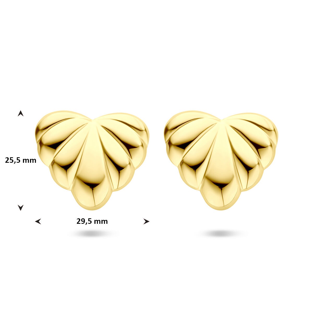 Goldfarbene Edelstahl-Ohrstecker 25x29mm – Herzform