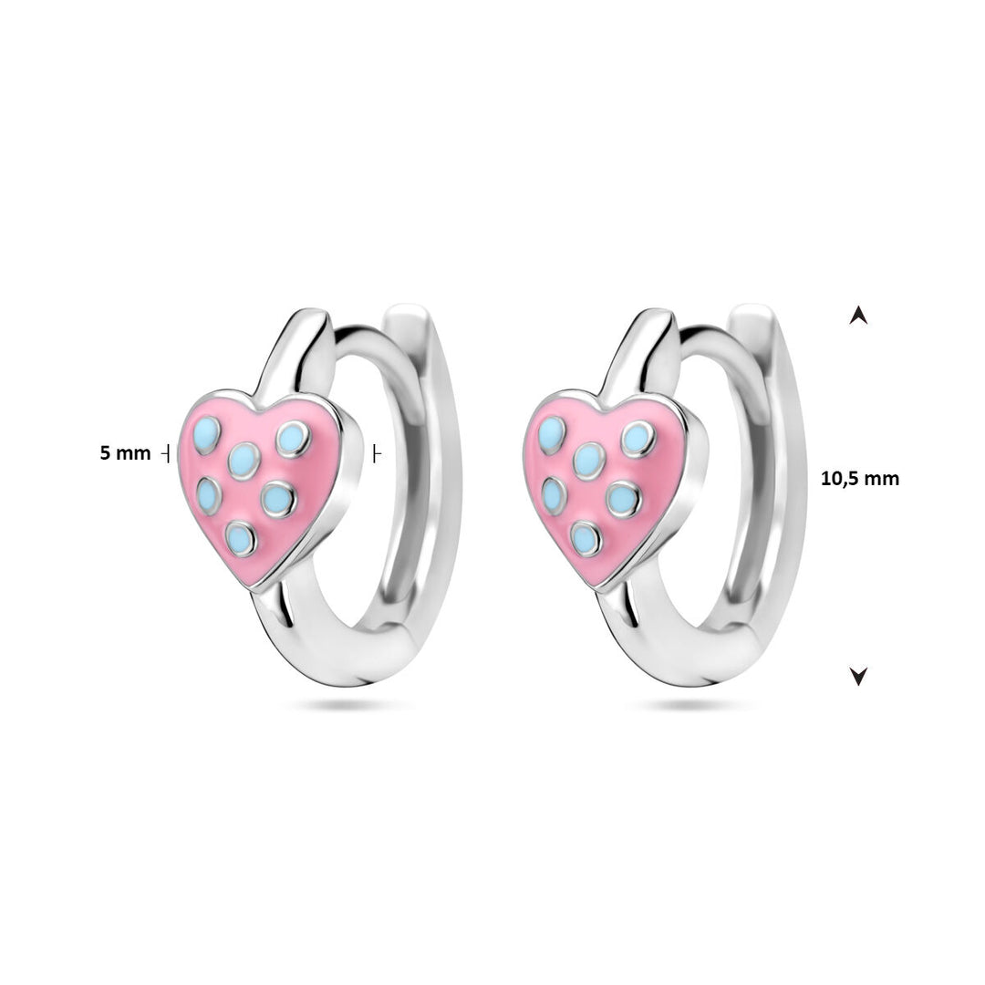 Ohrhänger Herz rosa und türkis Emaille Silber rhodiniert